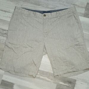 Fairlane Mens Chino Shorts Tan Oatmeal Textured Flat Front Size 38 Summer Casual